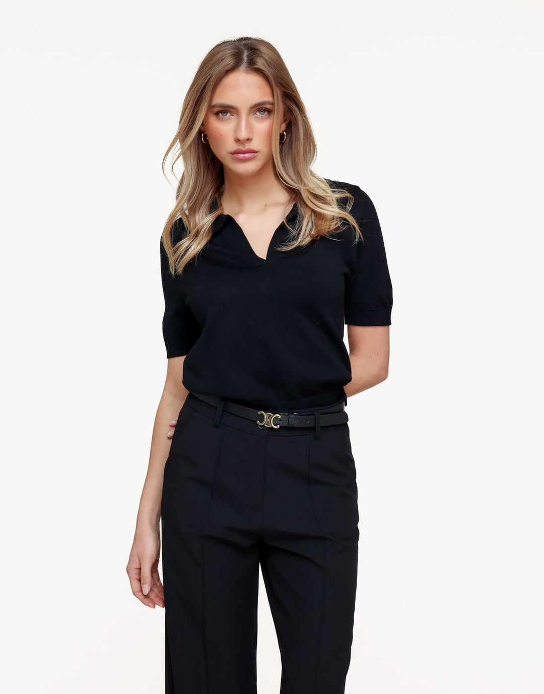 Zwarte Gebreide SS Polo - Top