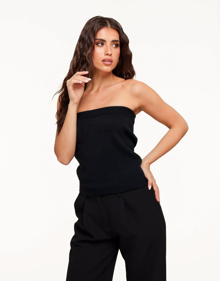 Zwarte Gebreide Tube - Top
