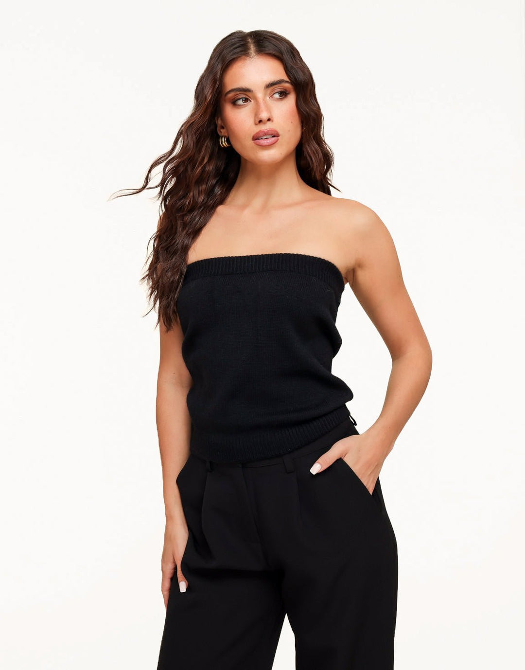 Zwarte Gebreide Tube - Top