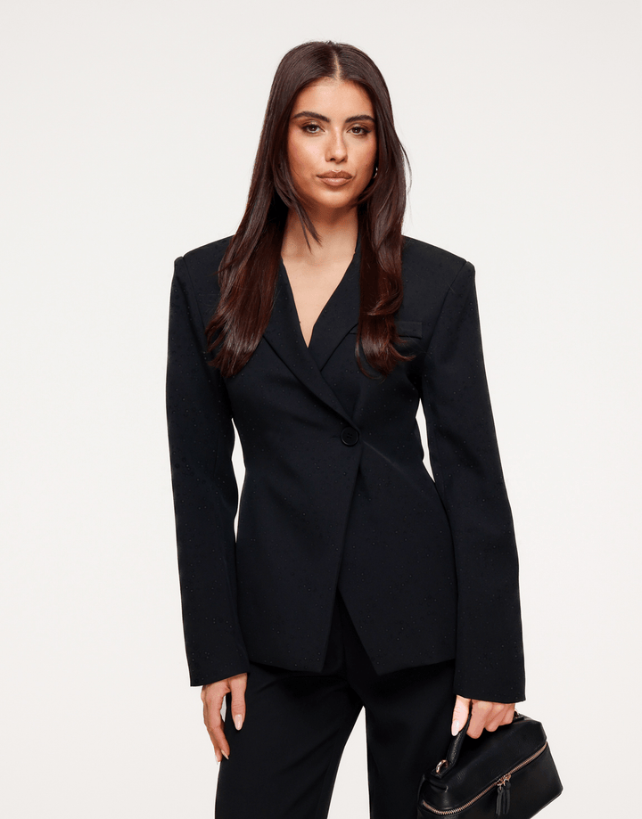 Zwarte Getailleerde Glitter Stenen - Blazer