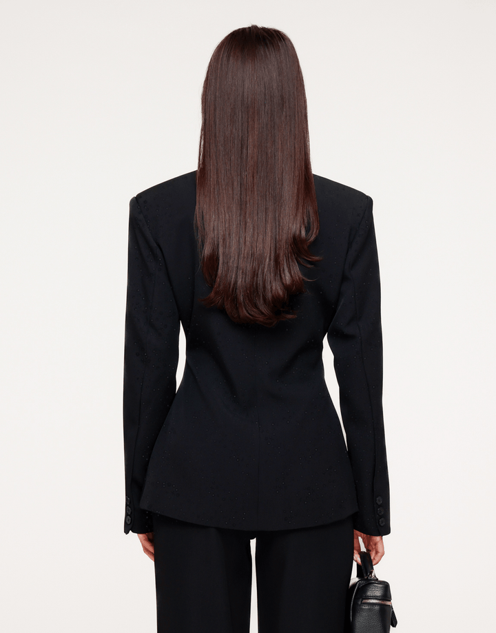 Zwarte Getailleerde Glitter Stenen - Blazer