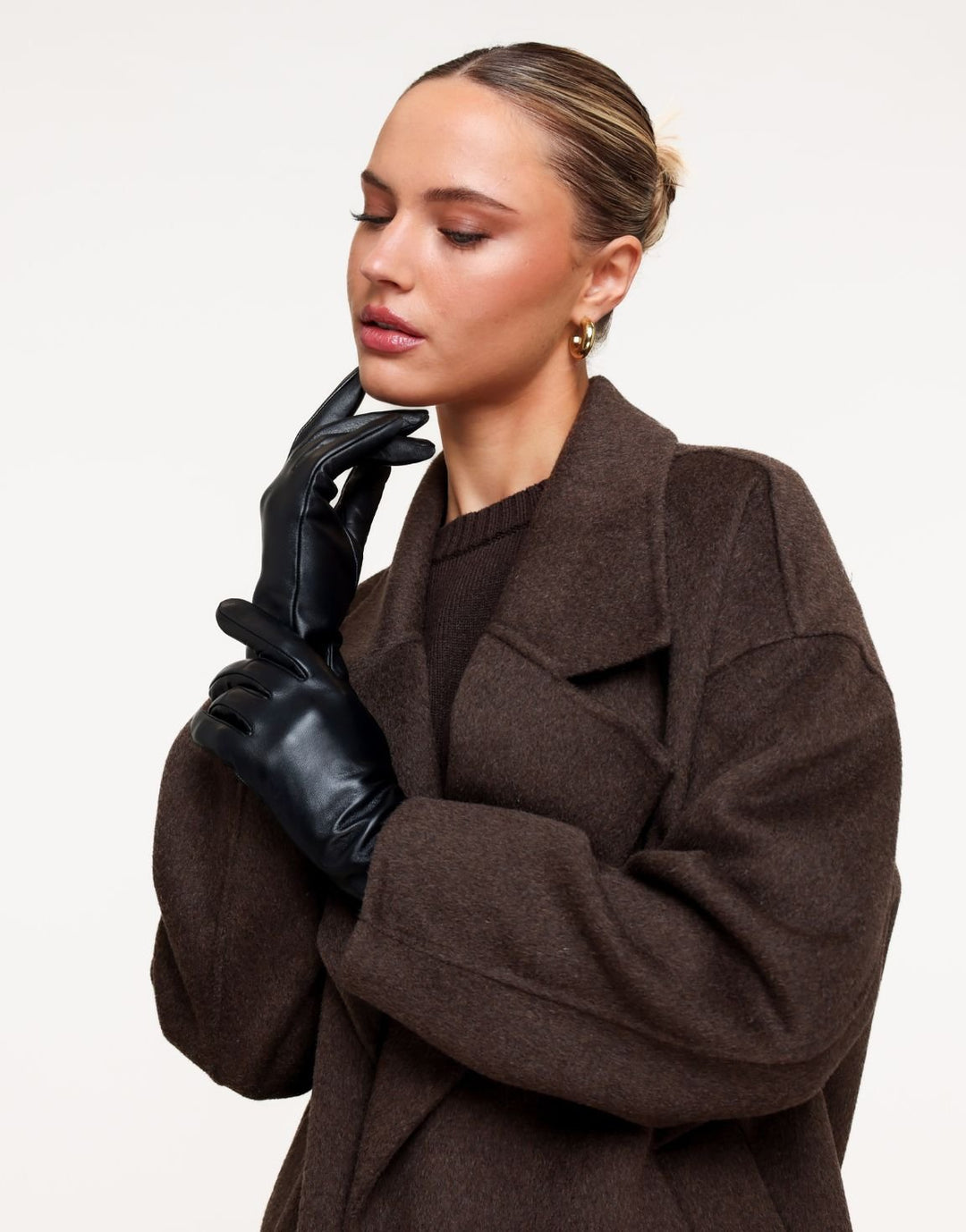 Zwarte Leren Telefoontouch - Handschoenen
