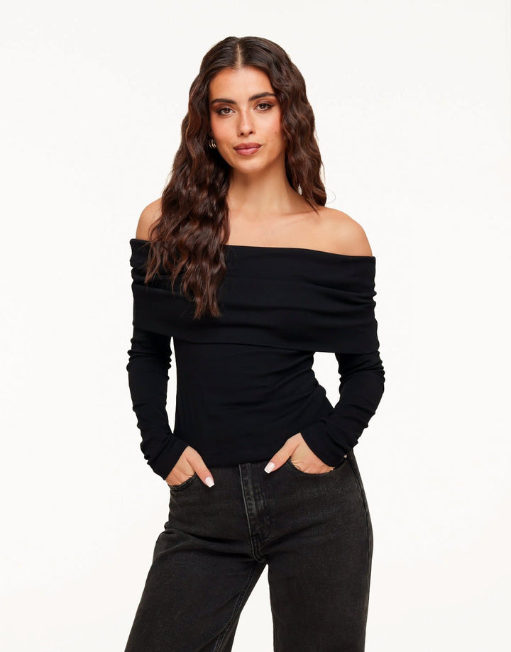 Zwarte Off Shoulder - Top