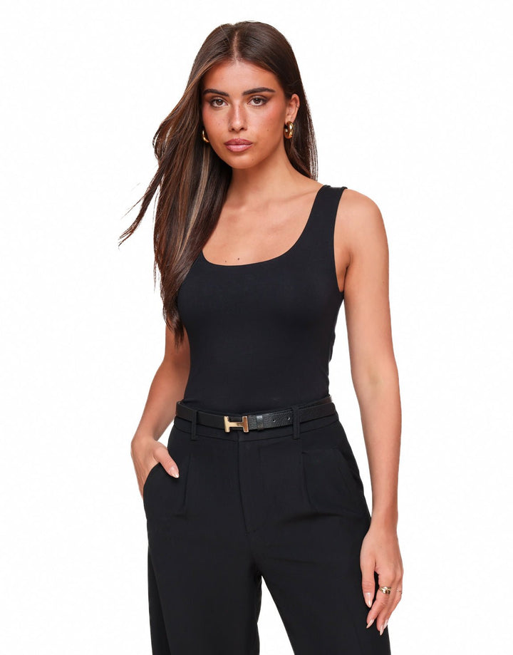 Zwarte Omkeerbare Mouwloze Basic - Top