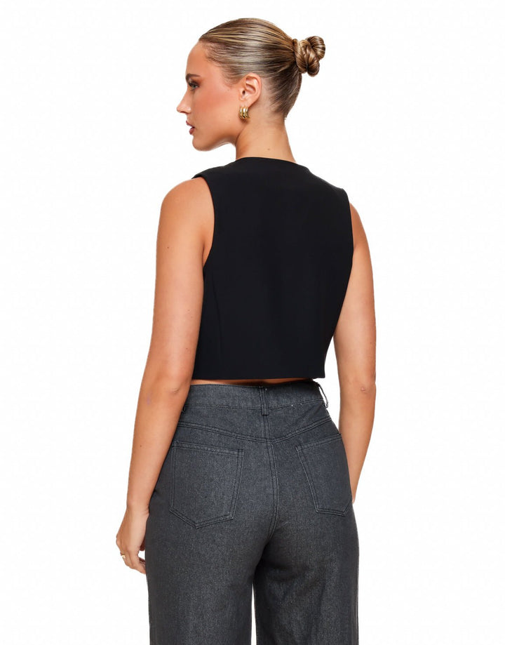 Zwarte STUDIO V-hals - Gilet